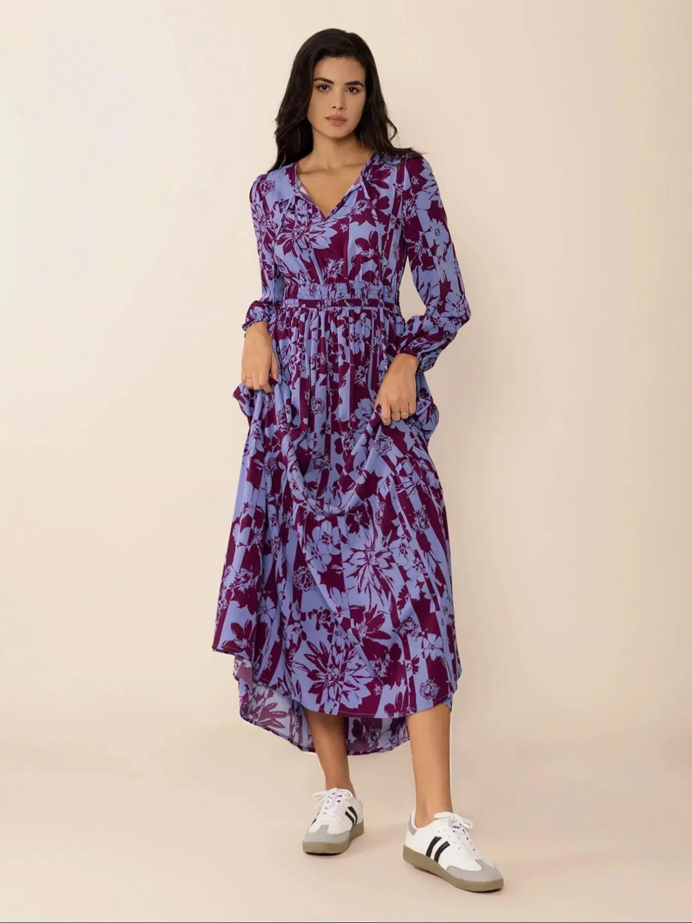 embroidered lantern sleeve tassel tie smock dress Women Autumn Dress Temperament Thailand Bali Beach Skirt New National Style Swing Long Bohemian Beach Holiday Red Dress D2906