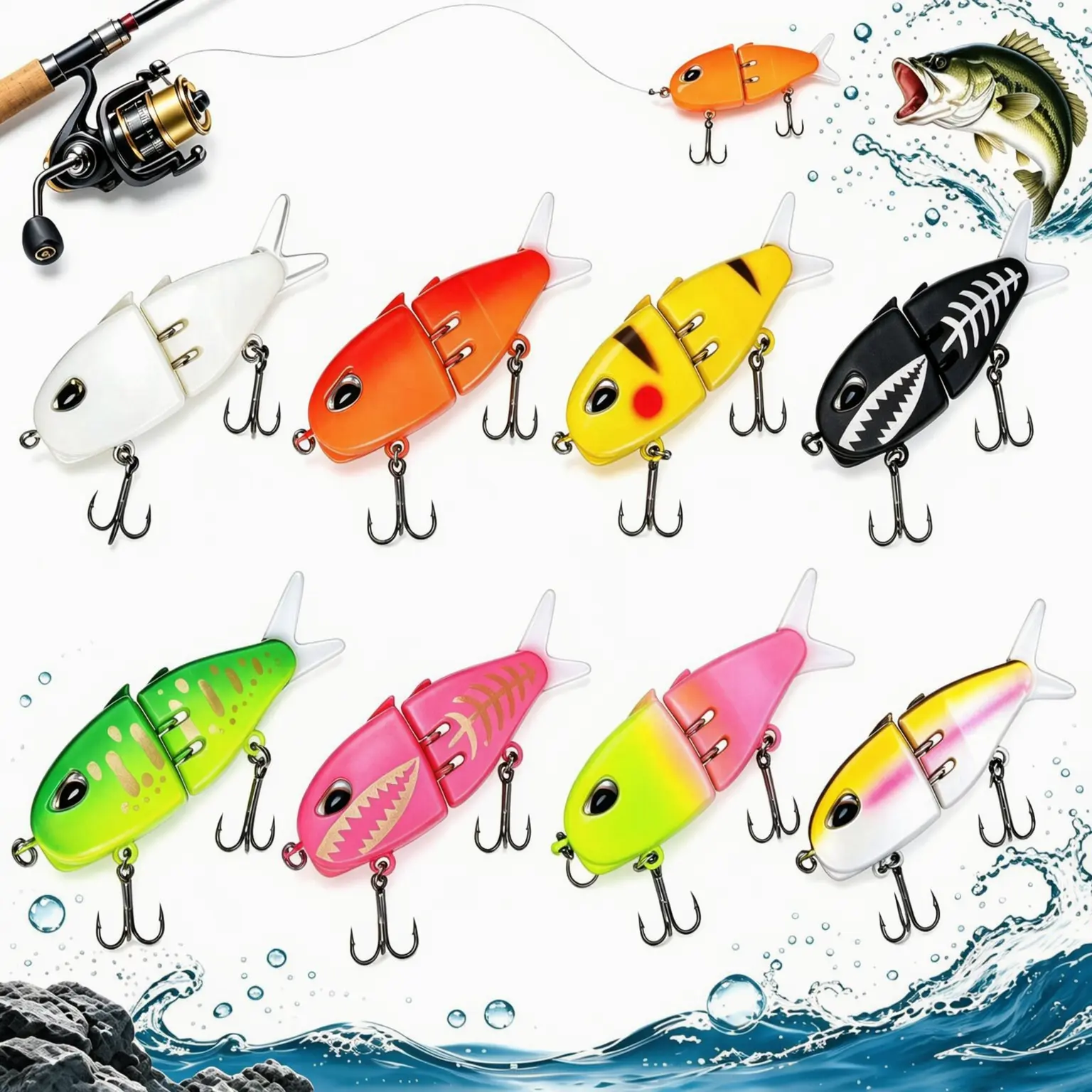 Mini Slow Sinking Fishing Lure, Multi-Jointed Swimbait for Bass, Freshwater & Saltwater Hard Bait, Lifelike Swimming Action, Boost Hook-Up Rates for Lake Fishing.