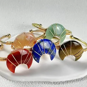 Moon shape with golden color wire bangles