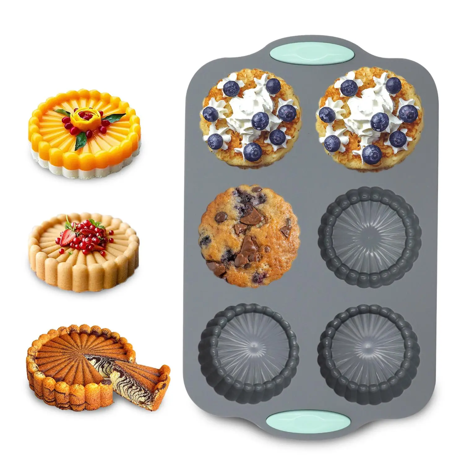 1pc Silicone Flower-Shaped Cake Mold, 6-Cavity Pumpkin Cup Chocolate Loaf Pan, Donut Dessert Mold, Muffin Cup for Baking