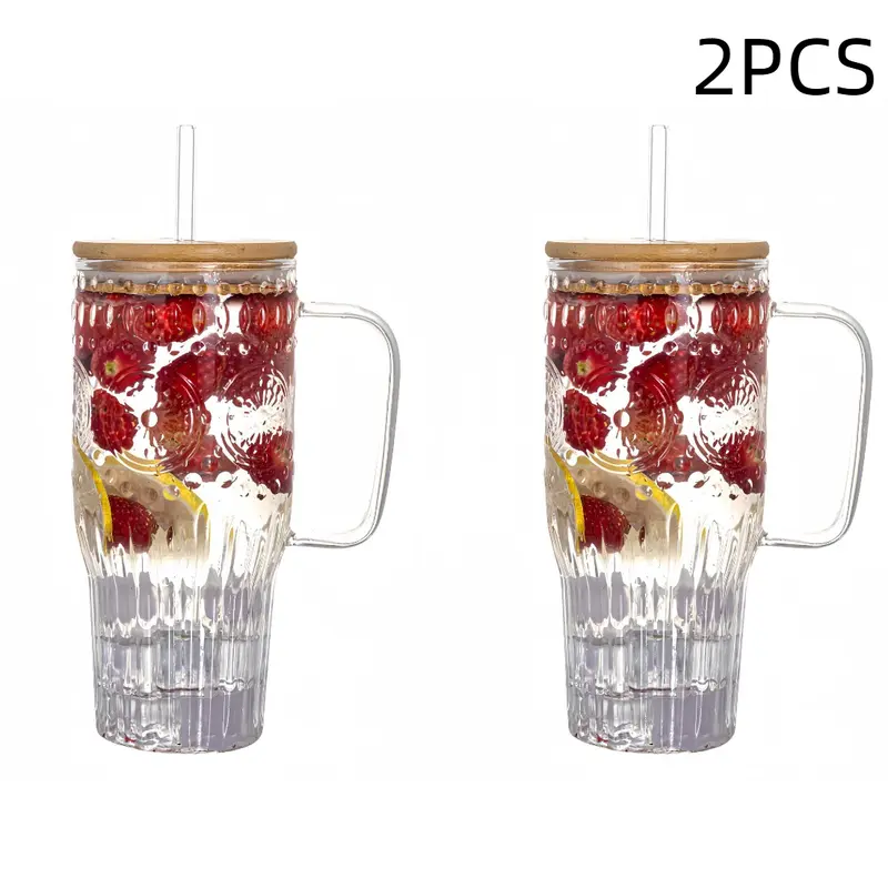 32 oz glass cup with handle - TikTok Shop