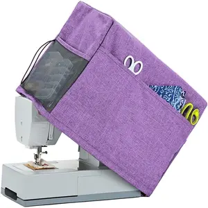 Sewing Machine Cover with 4 Storage Pockets, Foldable Sewing Machine Protective Dust Cover, Compatible with Most Standard Sewing Machines (Purple)