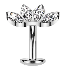 Contessa Clear CZ Titanium Threadless Floating Belly Button Ring (Convex Disk)