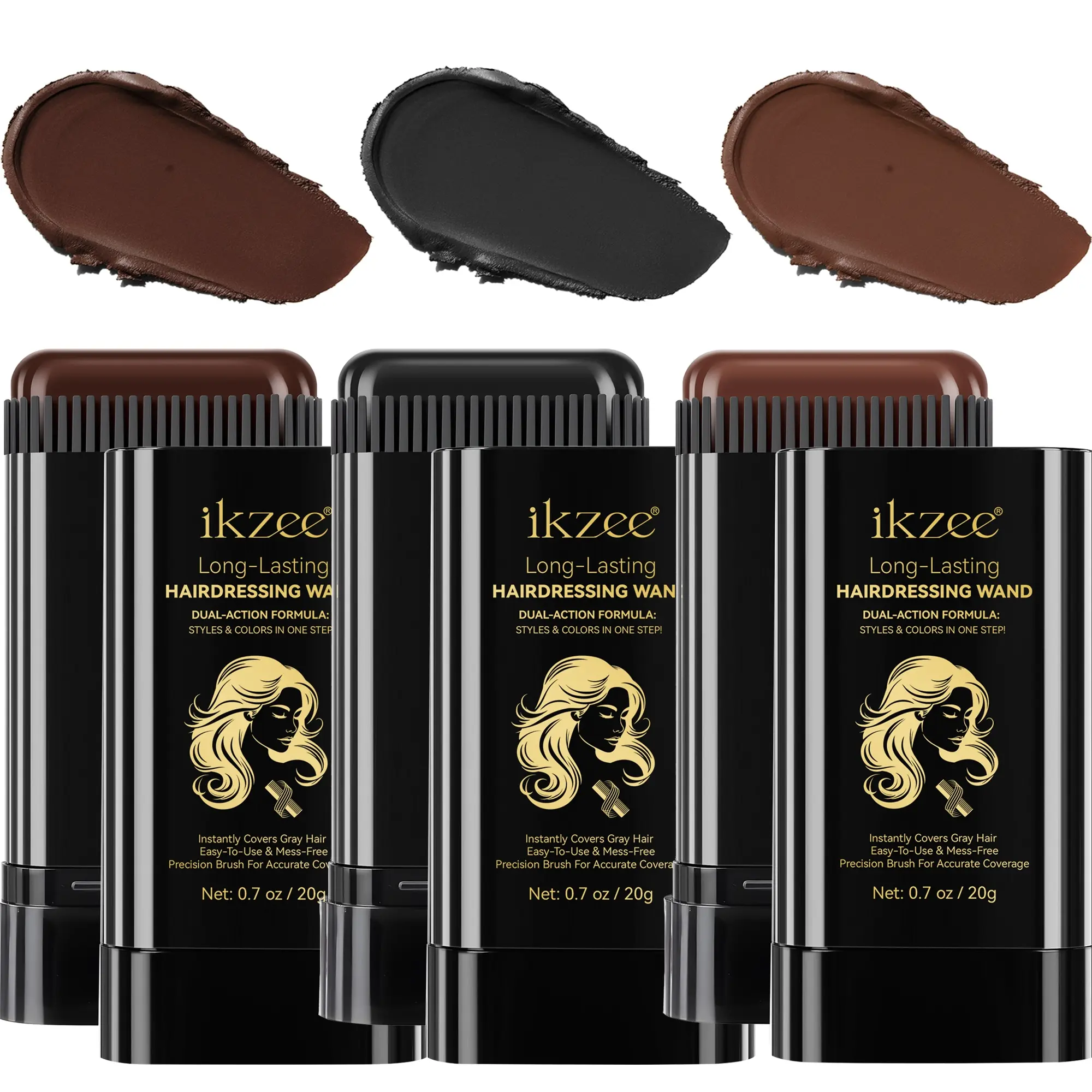 IKZEE Hair Dye Stick 20g, portable brush head design, long-lasting coverage, easy to apply, not easy to fade, touch up anytime, anywhere, a perfect holiday gift.