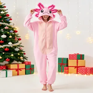 Loungewear onesies, nightwear, women’s clothing, long-sleeve women’s onesies, axolotl costumes, cute axolotl onesies for adults, cartoon animal Christmas cosplay, one-piece pajamas women sets