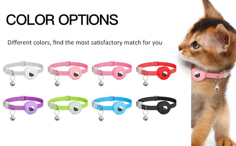 Collar (Tracker) - Apple AirTag Cat Collar,Air Tag Pet Collar with airtag Holder and Bell Reflective GPS Kitten Collar for Girl Boy Cats gatos pet accessory night safety cat collar dog chain