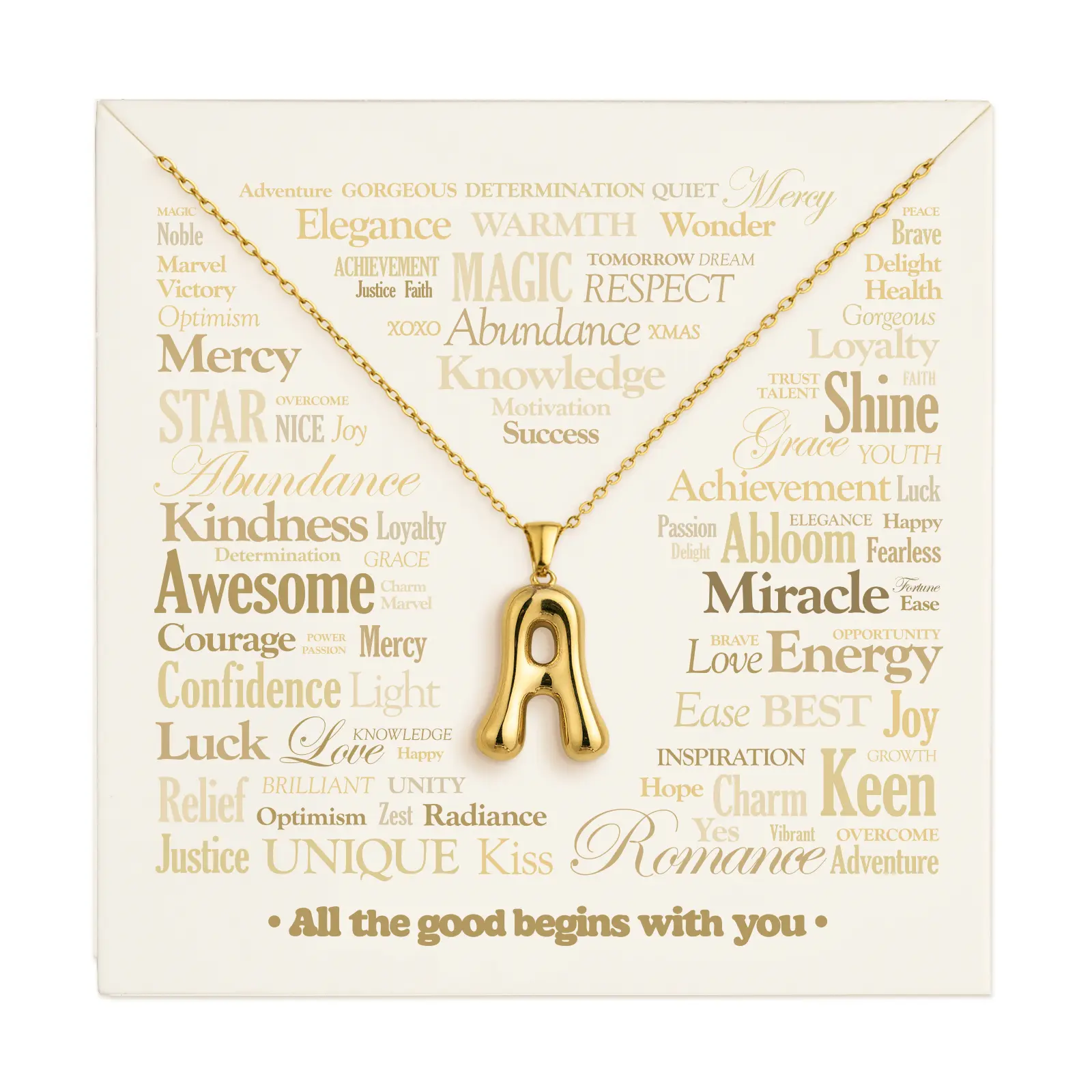 Stainless Steel Initial Necklace, Waterproof 18K Gold Plated Necklace, Non-Tarnish Chunky Monogram Jewelry Gifts for Women, Mothers Day Gift, Letter A