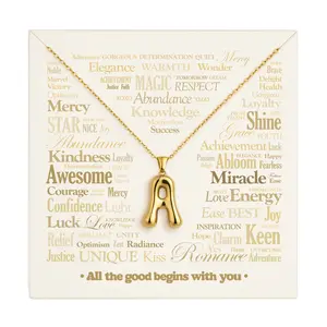 Stainless Steel Initial Necklace, Waterproof 18K Gold Plated Necklace, Non-Tarnish Chunky Monogram Jewelry Gifts for Women, Mothers Day Gift, Letter A