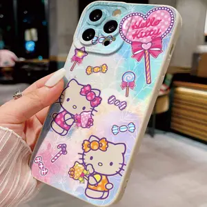 Two kitty candy pattern phone cases, made of thickened TPU material, shockproof, an ideal choice for fashion enthusiasts, compatible with Samsung S series, Samsung A14, A15 4G(5G), A16, A54 5G, A55 5G, A05, and A05S, Cover