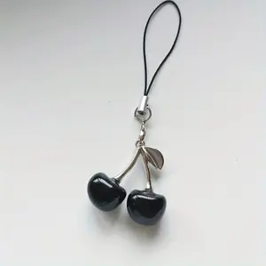 Fresh and Sweet Cherry Cherry Cherry Creative Simulation Fruit Pendant, Phone Rope Pendant, USB Disk Pendant, Bag Pendant, Girl's Small Gift, Cell Phone Charm