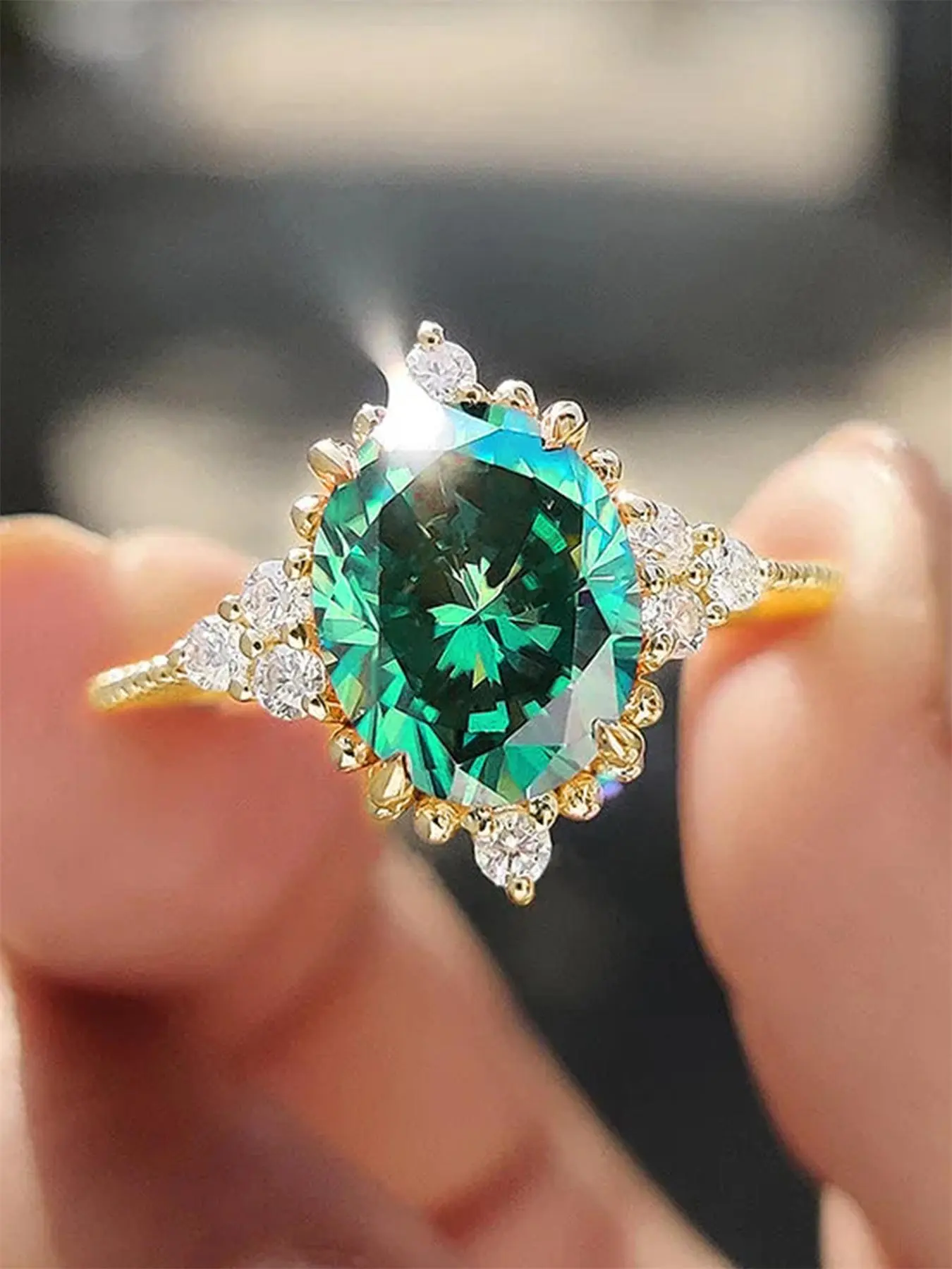 Elegant Rhinestone Decorated Solitaire Cocktail Ring for Women & Girls, Fashionable Jewelry for Party, Daily Clothing Decor, Trendy All-match & Exquisite Jewelry for Birthday Gift, Beautiful Rings, Solitaire Engagement Rings