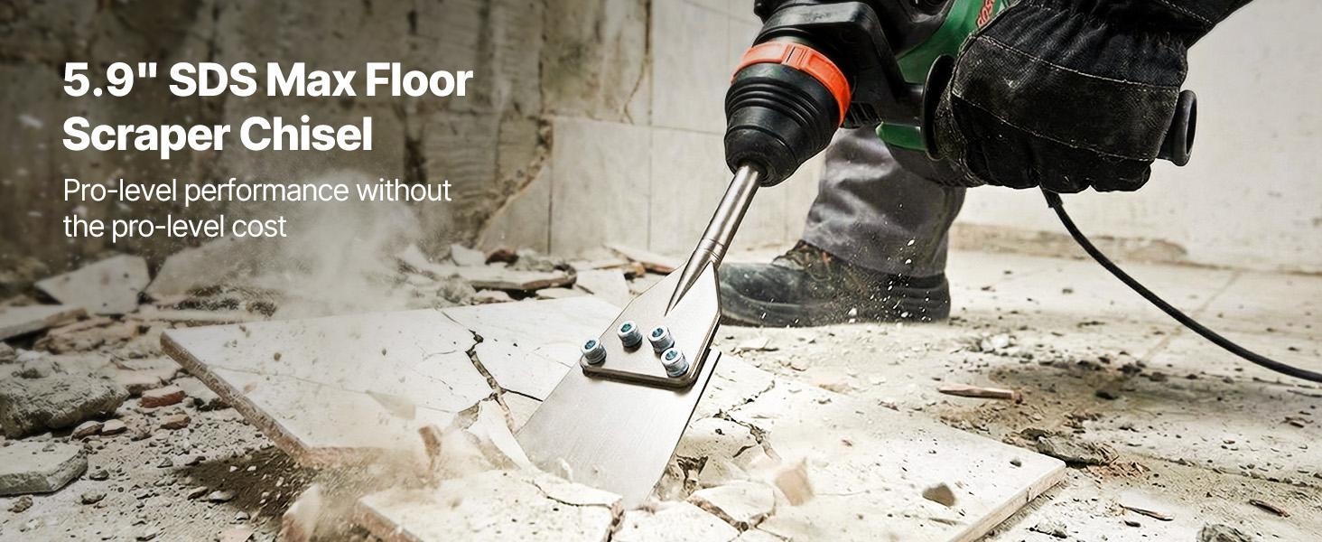 【Summerfinds】Heavy Duty SDS Max Floor Scraper with Quick Change Shank Mount, 23.6"x5.9" SDS Max Chisel Bit, 40Cr Alloy Steel Heat-Treated Tool for Tile, Glue Removal, Universal Fit for Rotary Hammers, Masonry Home & Project Use, Home And Project Use