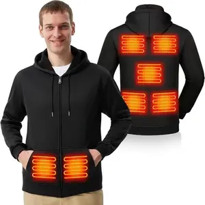 Heated Hoodie 7 Zones Electric Heating Jacket Zip Up USB Thermal Sweatshirt
