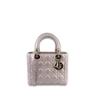 Pre-owned Dior Calfskin Crossbody Bags Metallic Pink Small Lady Dior