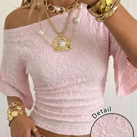 Pink Lace Top, Y2K Fairycore Boho Cottagecore Blouse Shirts, Slim Fit Stretch Knit Tee, Cute Coquette Casual Streetwear, Going Out Top, Soft Breathable Textured Fabric, Trendy Summer Outfit for Women