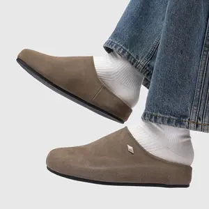 Men's Suede Closed Toe Mule Slippers British Style Fashion Shoes