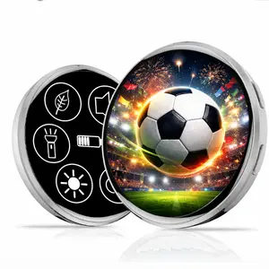 World Cup Fan Digital Badge – 53mm Round Touchscreen Video E-Badge, Custom GIF/Photo Display, Bluetooth Sharing, 7-Color LED, Magnetic Charging, 10H Battery Life