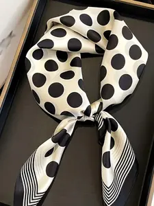 Boho Style Polka Dot Scarf, Soft Elastic Headscarf, Dots, Ladies Silk Scarf, Multifunctional, Beach & Casual Wear, Christmas Gift