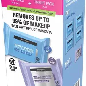 Makeup Remover Wipes, Night Calming Cleansing Towelette 25 Ct, 5 Pack