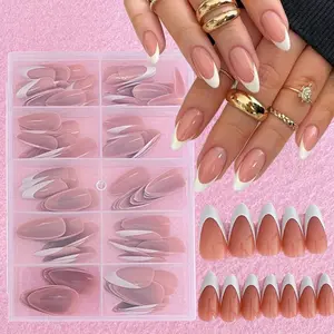 120Pcs Medium-Length French Tip Press-On Nails, Coffee Brown French Style, Elegant Press-On Nails for Women, for Women & s, Casual Attire & Special Occasions, Nails Accessories, Quick Manicure, Durable Pressons, Beauty Lovers, Nail Extension