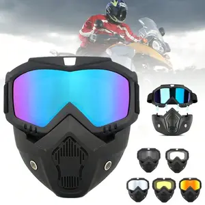 Tactical Windproof Multifunctional Face Mask with Anti Fog Lenses, Detachable Adjustable Ski Mask, Comfortable Sponge Padding, Outdoor Activities