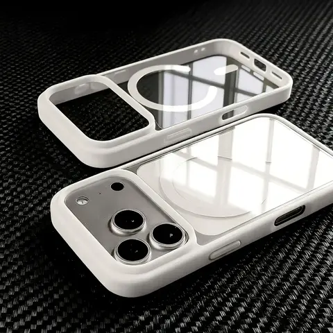 Premium Transparent Magnetic Wireless Charge Smartphone Case - Shockproof Casing Cover with Flexible Edges, Sturdy Back Panel, Compatible with iPhone 17 Pro Max/17/17 Air/17 Pro/16/15/14/13/12/11 Pro Max Plus Mini Mobile Phone Accessories