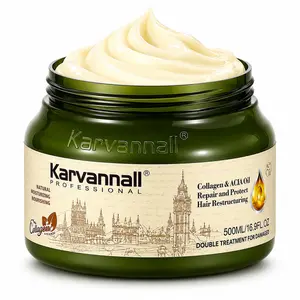 Karvannall Professional Summer Curl Treatment Deep Repair Hair Mask with Collagen & Acai Oil, Gentle Smoothing Detangler & Heat Protectant, Sulfate-Free Hydrating Moisturizer for All Hair Types 16.9 OZ