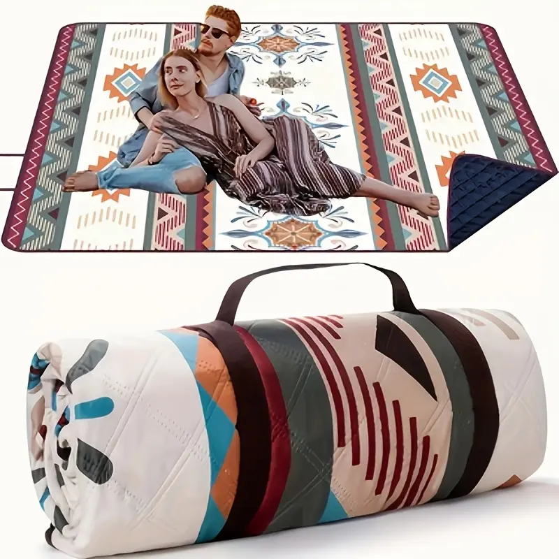 Outdoor camping picnic blanket |   Portable beach mat, PU-coated Oxford fabric, stitched edges, stamped end ports, 180-190 g/m²,multifunctional,edc