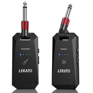 LEKATO WS-90 Wireless Guitar System 5.8GHz, Rechargeable Wireless Guitar Transmitter Receiver, 8-hours Battery Time, 4 Channels Guitar Wireless System for Electric Guitar Bass