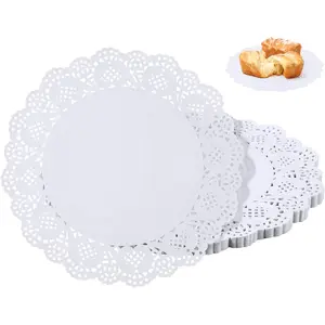 100-Pack 12-Inch Round White Paper Doilies – Disposable Lace Placemats for Cakes, Desserts, Crafts, and Table Decor