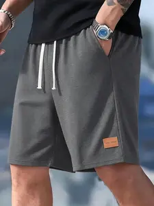 Men's Waffle Texture Casual Shorts, Adjustable Waist Drawstring, Side Pockets, Back Pocket, Ideal for Daily Wear, Beach, Outdoor Activities, Parties