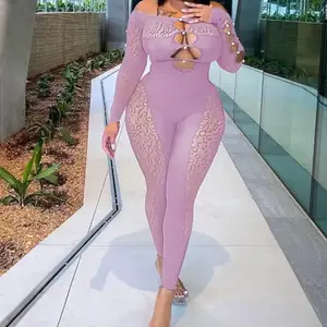 Lavender Lilac Jumpsuit with Gems - Elegant Design in Purple Color with Unique Gem Detailing
