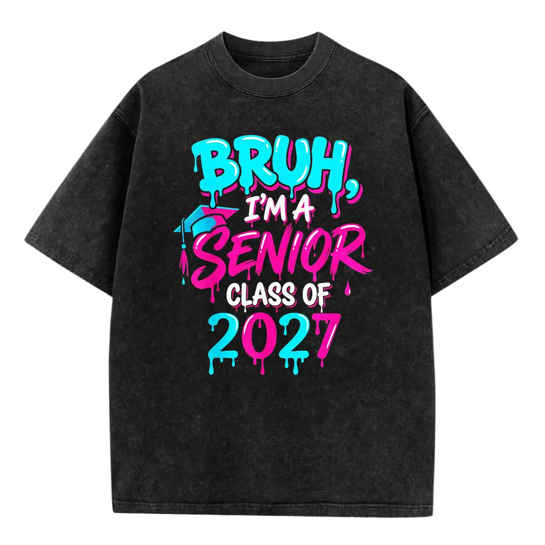 Graphic T-Shirt for Seniors, Class of 2027 Funny 'Bruh I'm Graduating' Soft Cotton Short Sleeve Outfit for Grad Party, Gift for Best Friends, Breathable, Tshirt, Streetwear, Style, Top, Graphic Print, Graduation Theme, Heartfelt And Lasting Gift