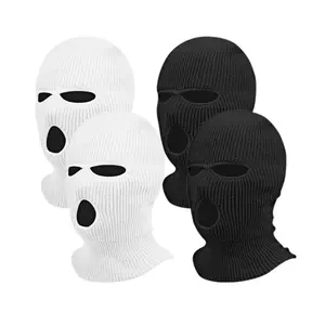 Full Face Winter Mask Set (2pcs) - 3-Hole Knitted Balaclava & Car Seat Protector for Skiing, Motorcycle & Wind Protection | Warm Ski Mask for Adults
