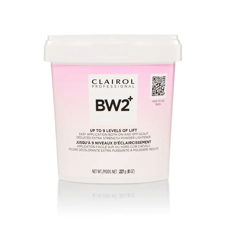 Clairol Professional BW 2 BC Powder Hair Bleach Lightener - 8 oz Salon-Grade Developer with Malic Acid, Silica, Ammonium Persulfate, Algin, Dedusted Mix, Balanced Lift, Better Control, Fast & Effective Action, Minimizes Powder Fly-Away, Creates Highlights
