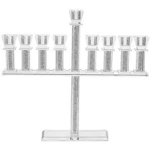 Copa Judaica Crystal Menorah Traditional with Crushed Stones