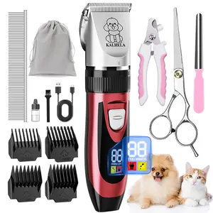 KALHELA Dog Grooming Clippers Low Noise Electric Quiet Adjustable Clipper Comb Rechargeable Cordless Hair Clippers for Dogs Cats Pets Gold