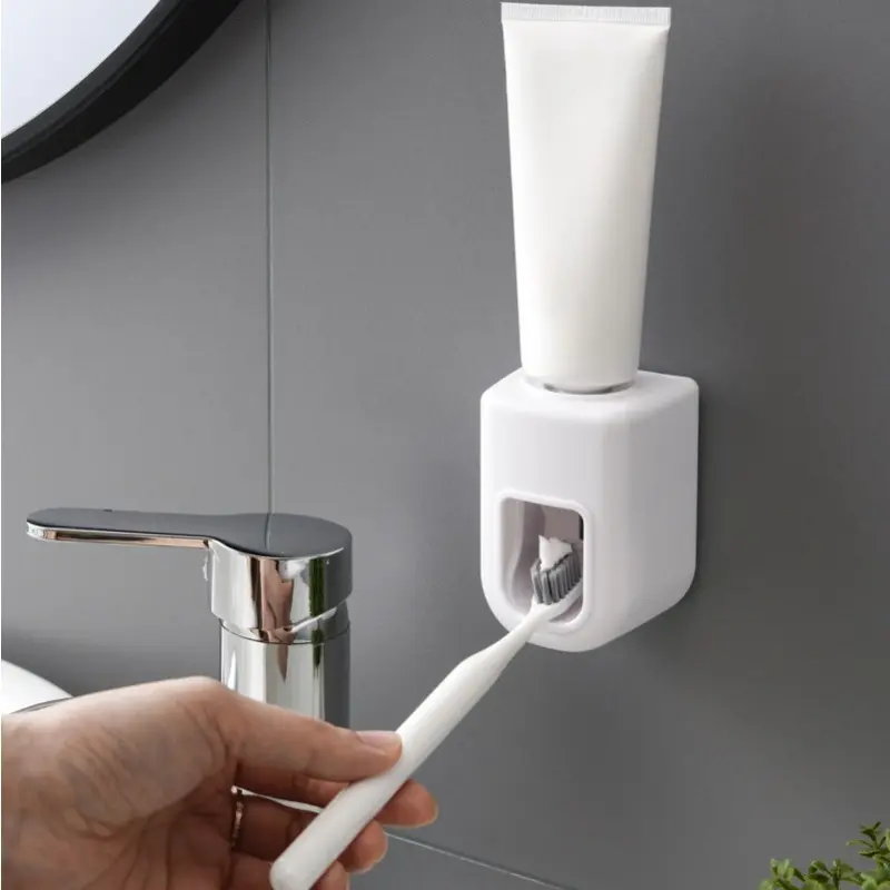 1pc Automatic Toothpaste Squeezer Bathroom Restroom Wall No Punching Quantitative Squeezing Simple and Convenient for Lazy Toothpaste Holders Toothpaste Squeezer Toothbrush Holder Toothpaste Dispenser