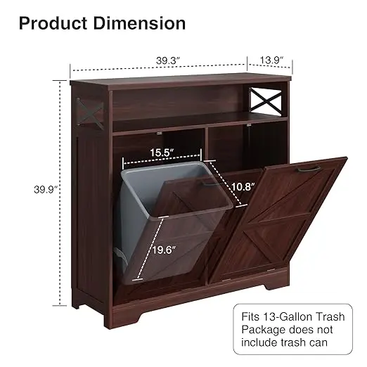 Dark Brown-2 x13 Gallons(Can hold two trash cans)