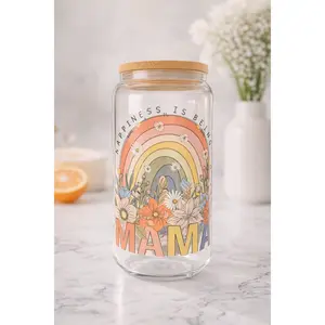 Happiness Is Being Mama Glass Cup