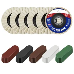 11 count  Felt Polishing Disc & Polishing Compounds Set, 4-1/2" x 7/8" Thicken Arbor Buffing Polishing Wheel for Angle ,  Felt Flap Disc with Fiberglass Backing for Mirror Finish