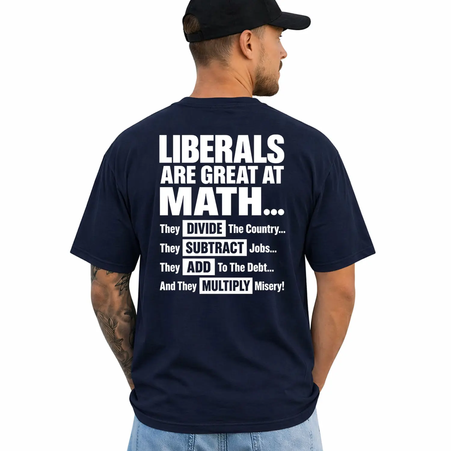 Funny Conservative T-Shirt for Men – Liberals Are Great at Math Political Humor Graphic Tee, Patriotic Statement Shirt, Republican Gift, Short Sleeve Printed Graphic Shirt, Daily Casual Cotton Menswear