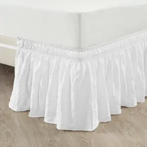 Lush Decor Ruched Ruffle Elastic Easy Wrap Around Bed Skirt Twin Size Solid Color STANDARD 100 by OEKO-TEX Certified Bedroom Accessories Decor