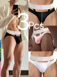 Men's Breathable Low Waist Elastic Triangle Underwear, 3 Pack Comfortable Fitted Design, Perfect Fit Casual Wear for Daily Use