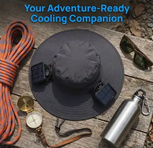 Solar Powered Outdoor Fishing Hat-Solar Sun Protection Sun Hat With Fan Solar Fan Hat Dual Power Supply Fan Outdoor Fan