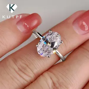 1/2/3 Carat Oval Cut Moissanite Engagement Rings for Women Gra Certified 925 Sterling Silver Solitaire Lab Diamond Wedding Band