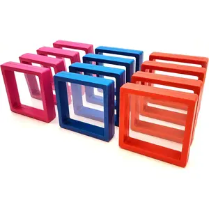12 count 3D Floating Frame Display Stand,  Box,  Box, Ornament Organizer, Small Travel  Box, PE Film Anti-Oxidation, Suspended Display Box Stackable (3.54 * 3.54Type 3)