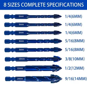 Upgraded Serrated Masonry Drill Bit - Set of Concrete Drill Bits for Tile Glass Metal Brick Ceramic Plastic Wood