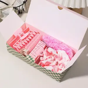 510PCS Pink Aesthetic Ladies Hair Gift Box: 4 Hair Clips + 4 Scrunchies + 2 Hair Rollers + 500 Hair Ties | Cute Pink Design For Daily Styling/Dates/Curl Looks | All-In-One Hair Accessory Set (Gift Box Packed)  LadiesHairEssentials CuteHairAccessoryBox