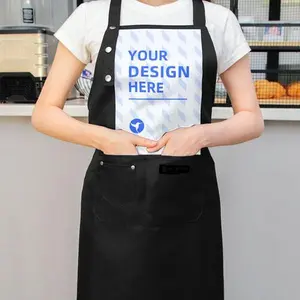 Custom name photo logo grilling and cooking aprons for men and women, personalized adult kitchen aprons, custom waterproof polyester chef aprons, women's custom aprons with pockets